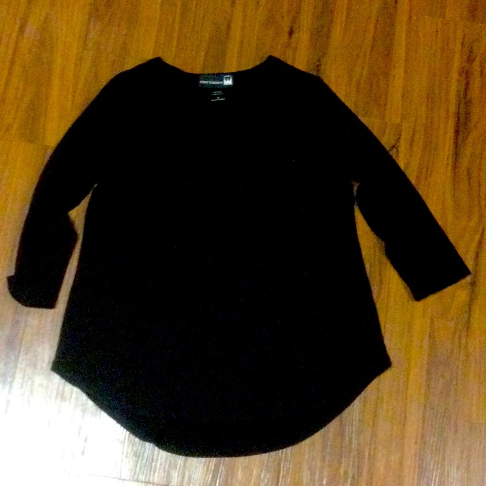 Antthony womens long sleeve black double-collared shirt, medium